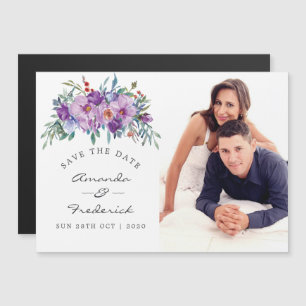 Invitation Magnétique Magnolias violets et Roses Mariage Économisez la D