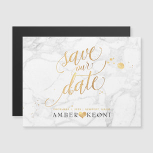Invitation Magnétique Marbre PixDezines Économisez Notre Date/Faux Gold