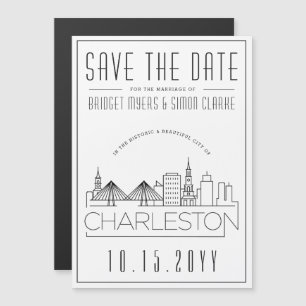 Invitation Magnétique Mariage à Charleston   Enregistrez la date avec la