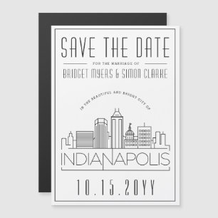 Invitation Magnétique Mariage à Indianapolis Date à sauvegarder stylisée