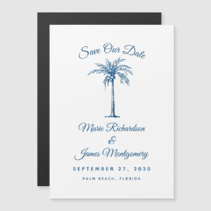 Invitation Magnétique Mariage Blue Beach moderne Sauvez la date