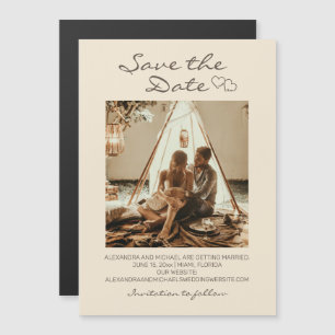 Invitation Magnétique Mariage Bohème Rustique Cœurs