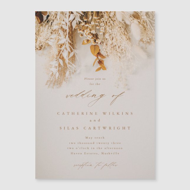 Invitation Magnétique Mariage Boho Fall Flowers (Devant)