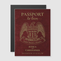 Mariage Burgundy Red Passport Enregistrer la date