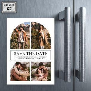Invitation Magnétique Mariage Collage Photo Arche Blanche Enregistrez la