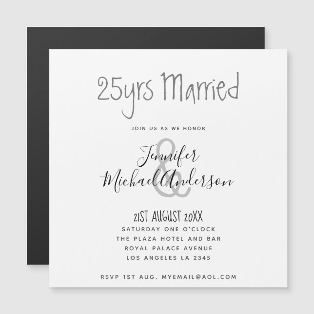 Invitation Magnétique Mariage contemporain ANNIVERSAIRE N'IMPORTE QUEL m (Devant / Derrière)