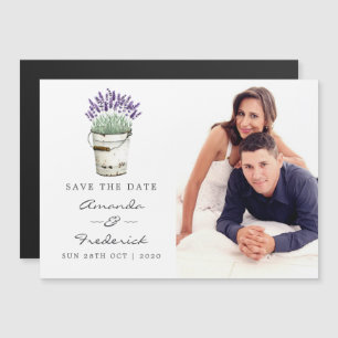 Invitation Magnétique Mariage Cottage Chic Lavande Enregistrer la Date