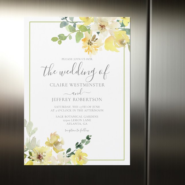 Invitation Magnétique Mariage de couleur jaune pâle (Créateur téléchargé)