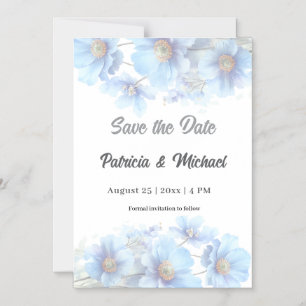 Invitation Magnétique Mariage de jardin avec des fleurs de pavot himalay
