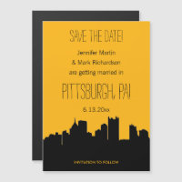 Mariage de Pittsburgh noir et or Sauvez la date