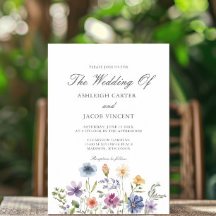 Invitation Magnétique Mariage de printemps élégant aux fleurs sauvages