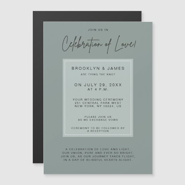 Invitation Magnétique Mariage De Taille Minimale Célébration De L'Amour (Devant / Derrière)