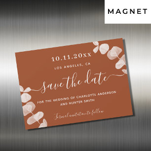 Invitation Magnétique Mariage d'eucalyptus orange brûlé enregistrer la c