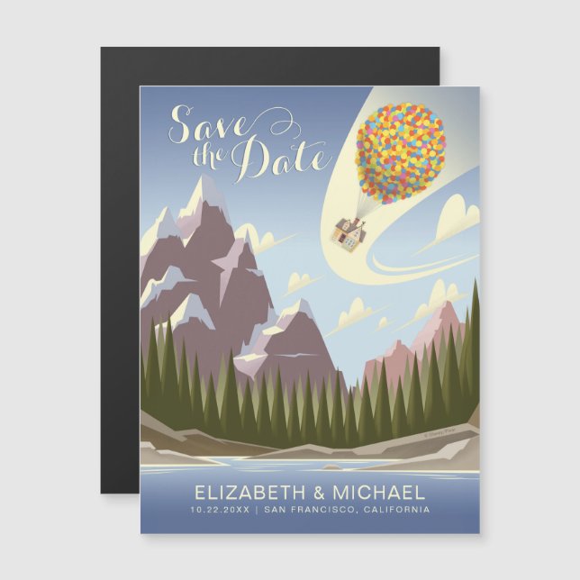 Invitation Magnétique Mariage Disney Pixar Up | Enregistrer la date (Devant / Derrière)