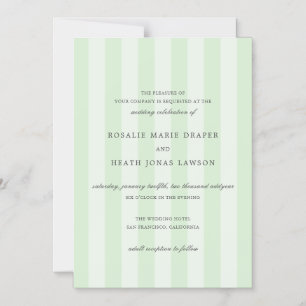Invitation Magnétique Mariage élégant aux rayures vertes modernes