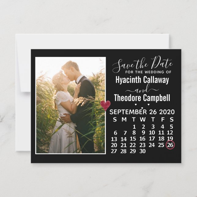 Invitation Magnétique Mariage Enregistrer la date Calendrier septembre 2 (Recto)