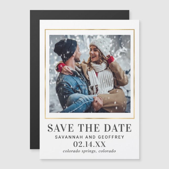 Invitation Magnétique Mariage Enregistrer la date de l'aimant, une photo (Devant / Derrière)