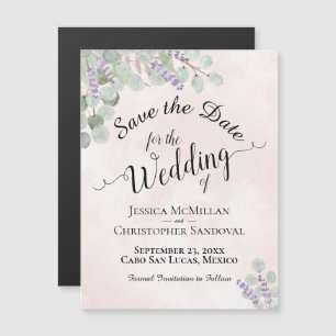 Invitation Magnétique Mariage Enregistrer la date Eucalyptus & Lavender 