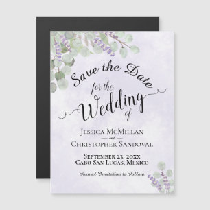 Invitation Magnétique Mariage Enregistrer la date Eucalyptus & Lavender