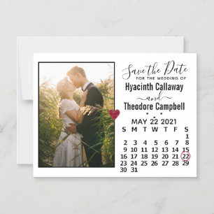 Invitation Magnétique Mariage Enregistrer la date Photo Calendrier mai 2