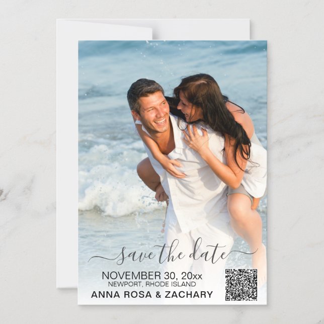 Invitation Magnétique *~* MARIAGE ENREGISTRER LA DATE - QR Website AR6 (Recto)