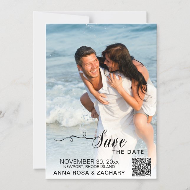 Invitation Magnétique *~* MARIAGE ENREGISTRER LA DATE - Site web QR AR6 (Recto)
