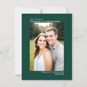 Invitation Magnétique Mariage Enregistrer la date Vertical Photo Emerald