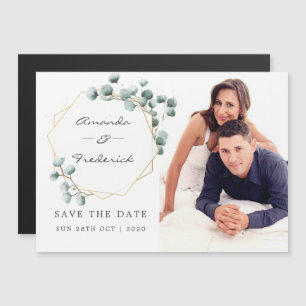 Invitation Magnétique Mariage géométrique Eucalyptus Enregistrer la date