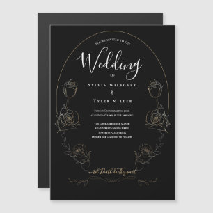 Invitation Magnétique Mariage gothique noir floral