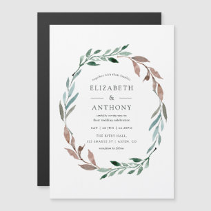 Invitation Magnétique Mariage hivernal rustique à l'aquarelle
