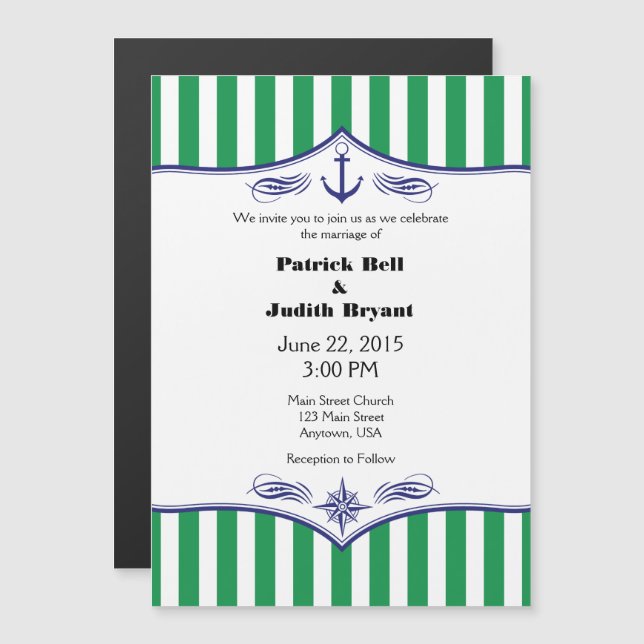 Invitation Magnétique Mariage magnétique magnétique blanc vert invite (Devant / Derrière)
