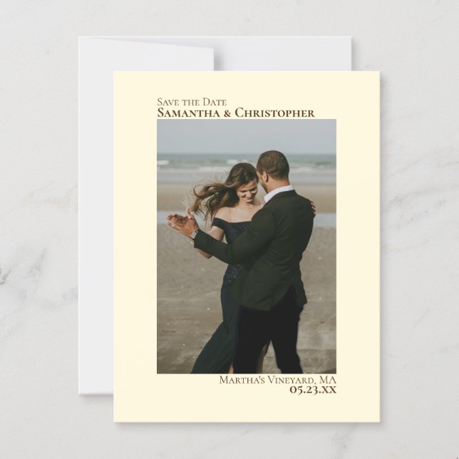 Invitation Magnétique Mariage minimal Enregistrer la date Vertical Photo (Recto)