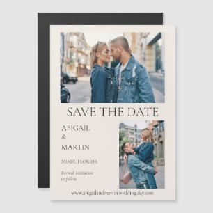 Invitation Magnétique Mariage Moderne Enregistrer la date Tan 2 Photo En