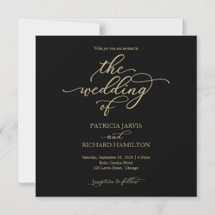 Invitation magnétique Mariage Noir Simple Chic