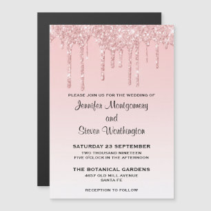 Invitation Magnétique Mariage Parties scintillant moderne tendance rose 