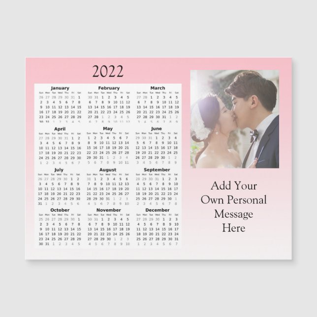 Invitation Magnétique Mariage Photo 2022 Mini Calendrier Magnétique Invi (Devant)