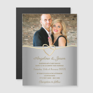 Invitation Magnétique Mariage photo argent simple