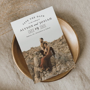 Invitation Magnétique Mariage Photo Classique Élégant Enregistrer La Dat