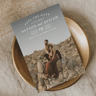 Invitation Magnétique Mariage Photo Classique Élégant Enregistrer La Dat