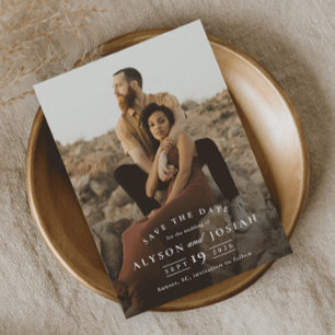 Invitation Magnétique Mariage Photo Classique Élégant Enregistrer La Dat