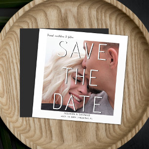 Invitation Magnétique Mariage Photo Date Limite Minimaliste à Sauvegarde