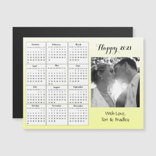 Invitation Magnétique Mariage Photo Gradient Jaune Mini Calendrier 2021