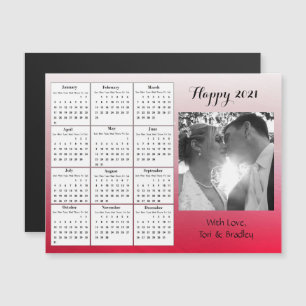 Invitation Magnétique Mariage Photo Red Gradient Mini Calendrier 2021