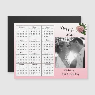 Invitation Magnétique Mariage Photo Rose Roses Mini Calendrier 2021