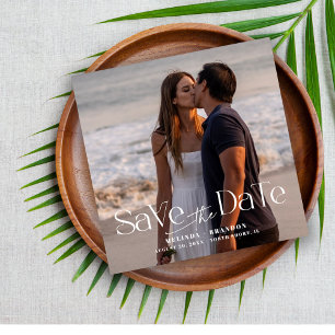 Invitation Magnétique Mariage Photo Typographie Moderne