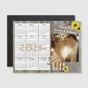 Invitation Magnétique Mariage Photo Yellow Sunflowers Mini Calendrier 20