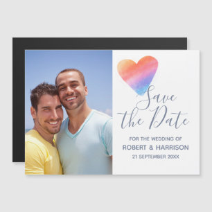 Invitation Magnétique Mariage plein de joie dans le coeur arc-en-ciel