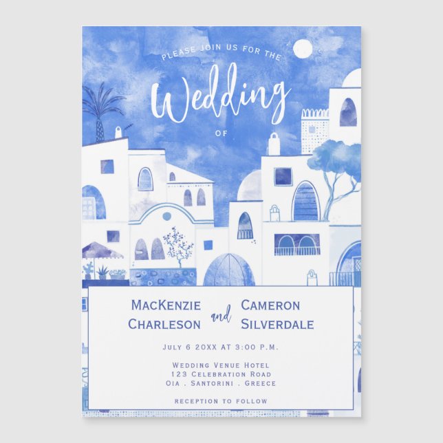 Invitation Magnétique Mariage Santorin (Devant)