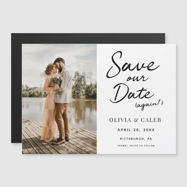 Invitation Magnétique Mariage Sauvegarder notre date de nouveau magnétiq (Devant / Derrière)
