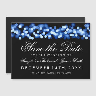 Invitation Magnétique Mariage Sauvez La Date Blue Hollywood Glam